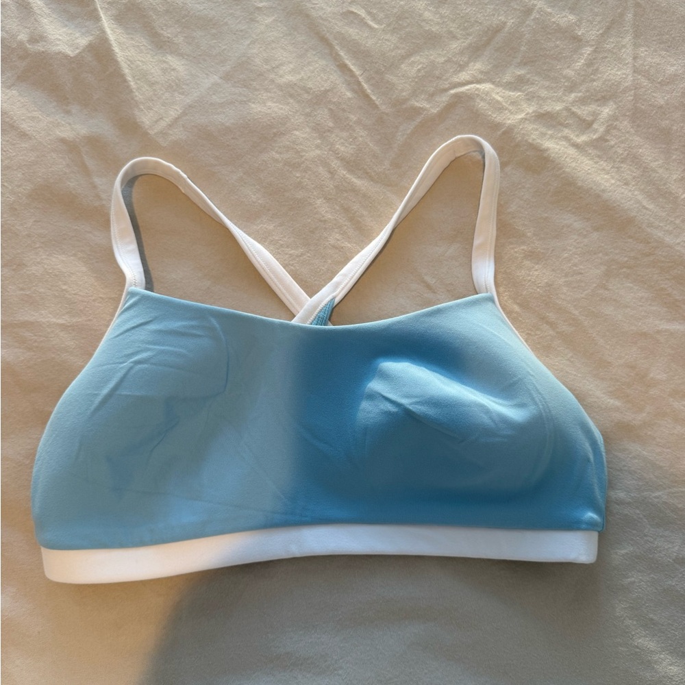 Blue and white bra